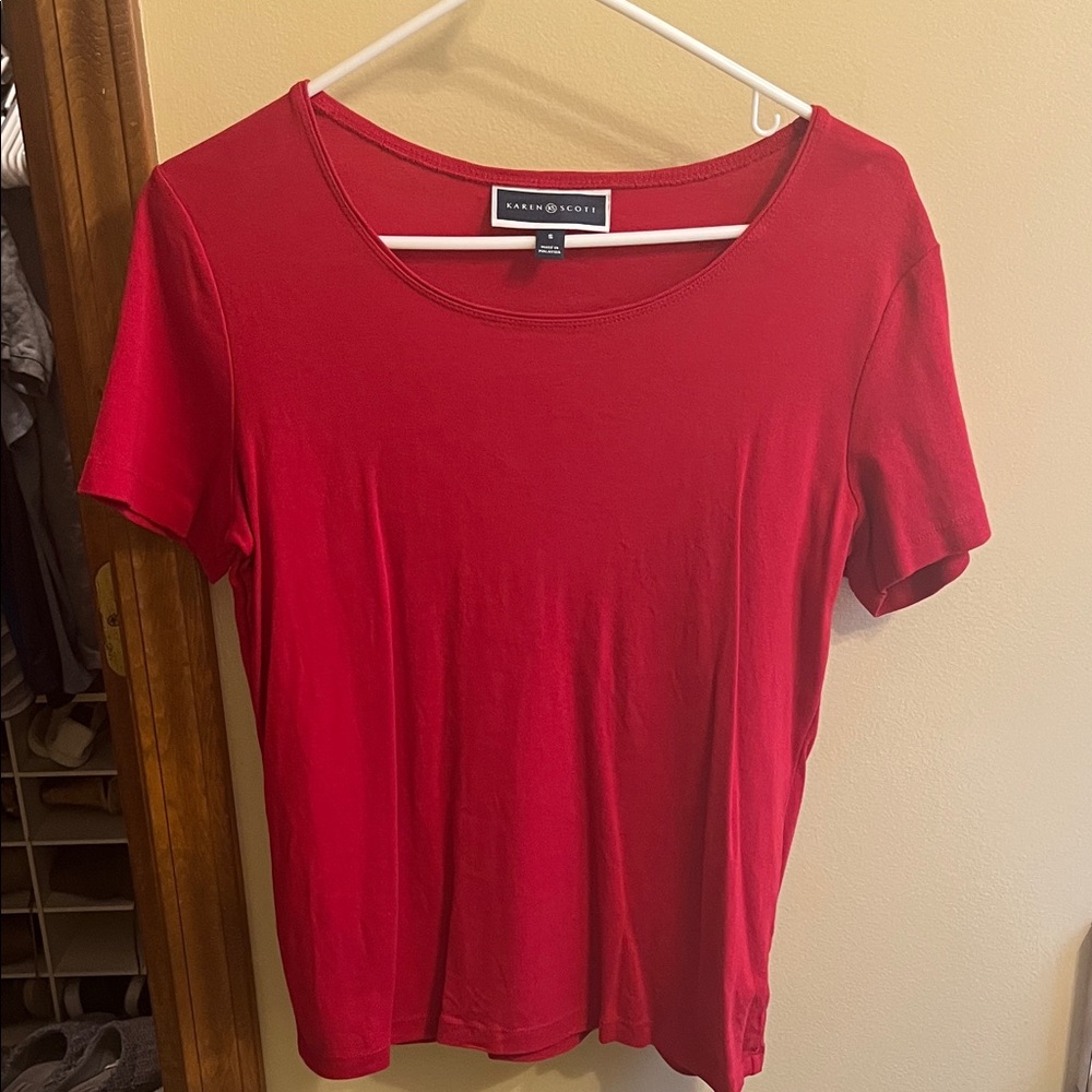 Karen Scott Classic Red Short Sleeve Tee